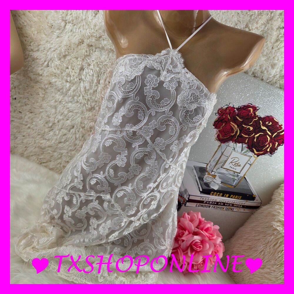 💗👙Victoria's Secret Boho Floral Embroidery Halter Slip 👙💗
